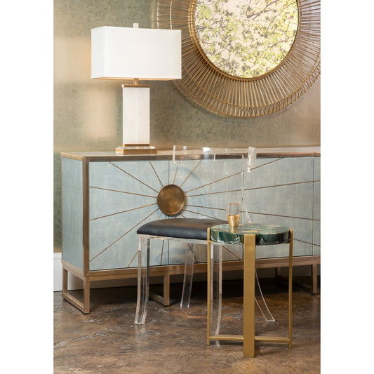 Damon Lamp by Wildwood in natural white, antique, clear. Made from stone in a transitional style.