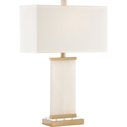 Damon Lamp by Wildwood in natural white, antique, clear. Made from stone in a transitional style.
