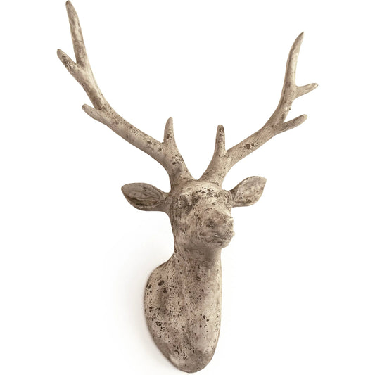 Distressed Grey Wash Deer Head by Zentique in distressed grey wash. Made from terracotta in a cottage & farmhouse style.