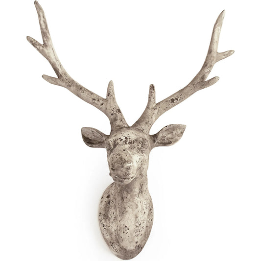 Distressed Grey Wash Deer Head by Zentique in distressed grey wash. Made from terracotta in a unique style.