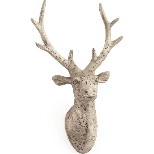 Distressed Grey Wash Deer Head by Zentique in distressed grey wash. Made from terracotta in a cottage & farmhouse style.