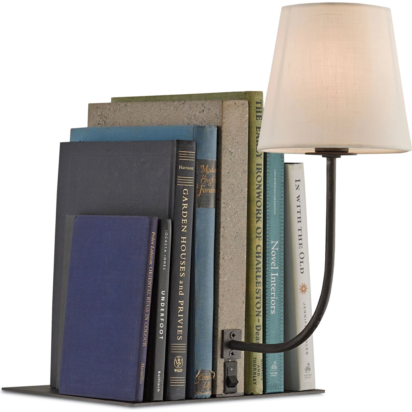 005 S-223362 | Additional Silo | Oldknow Bookcase Lamp by Currey and Company in polished concrete, aged steel. Made from concrete, wrought iron in a modern style.