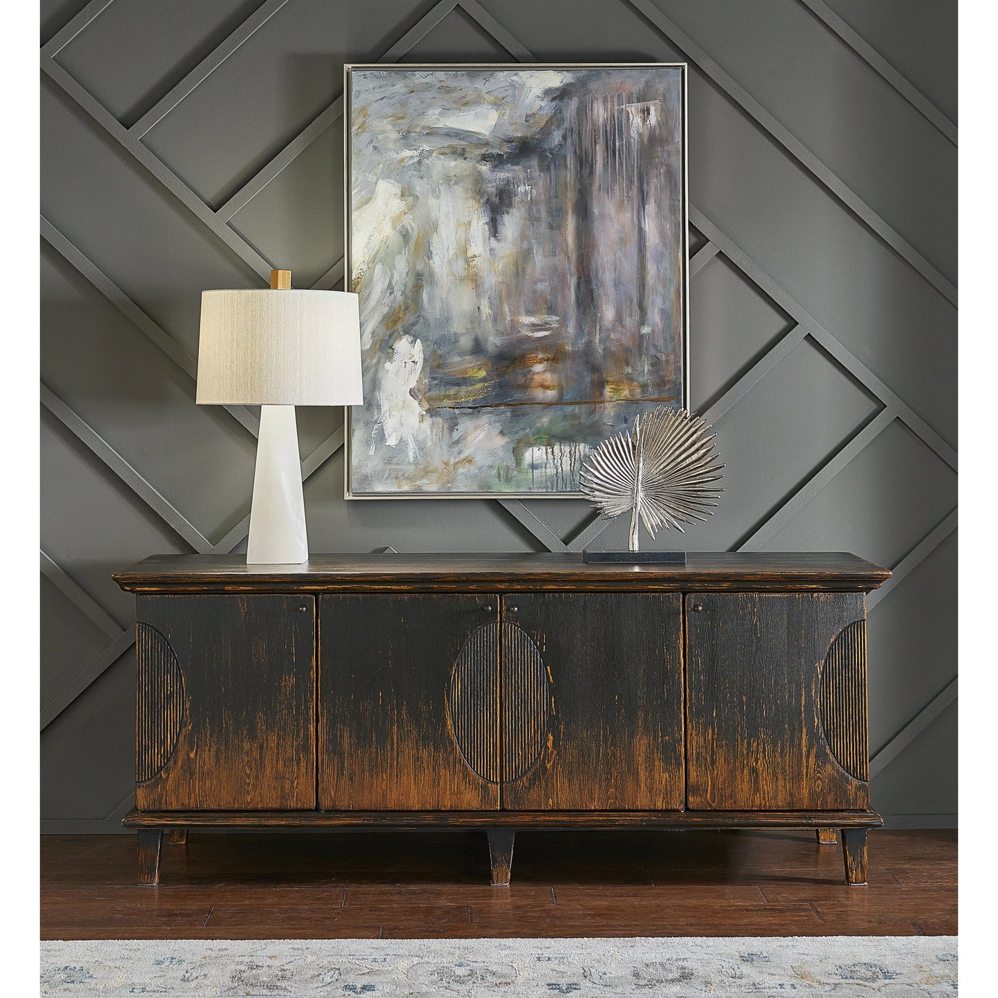 005 SR-384601 | Lifestyle | Twist and Shout Lamp by Wildwood in natural white. Made from alabaster in a modern style.