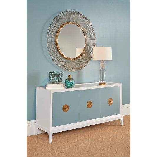 Hayden Lamp by Wildwood in clear, antique patina. Made from crystal in a transitional style.