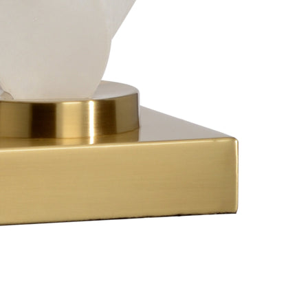 Leclair Lamp by Wildwood in natural white, antique brass. Made from alabaster in a coastal style.