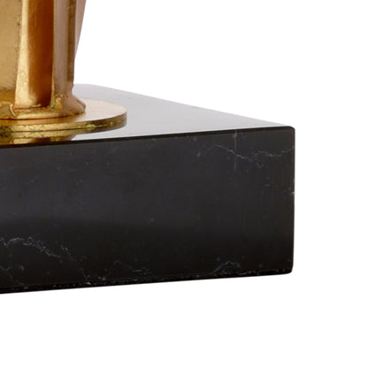 Lilith Lamp by Wildwood in antique gold leaf, natural black. Made from iron in a transitional style.