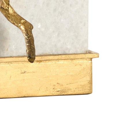 Fujian Lamp by Wildwood in natural white, antique gold leaf. Made from stone, iron in a transitional style.
