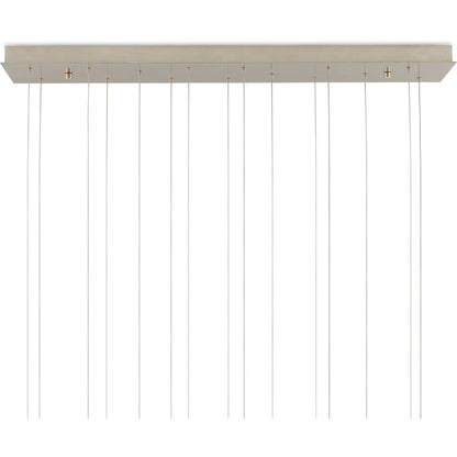 Virtu 15-Light Rectangular Multi-Drop Pendant by Currey and Company in natural, silver. Made from clamrose shell, metal, composite in a modern style.