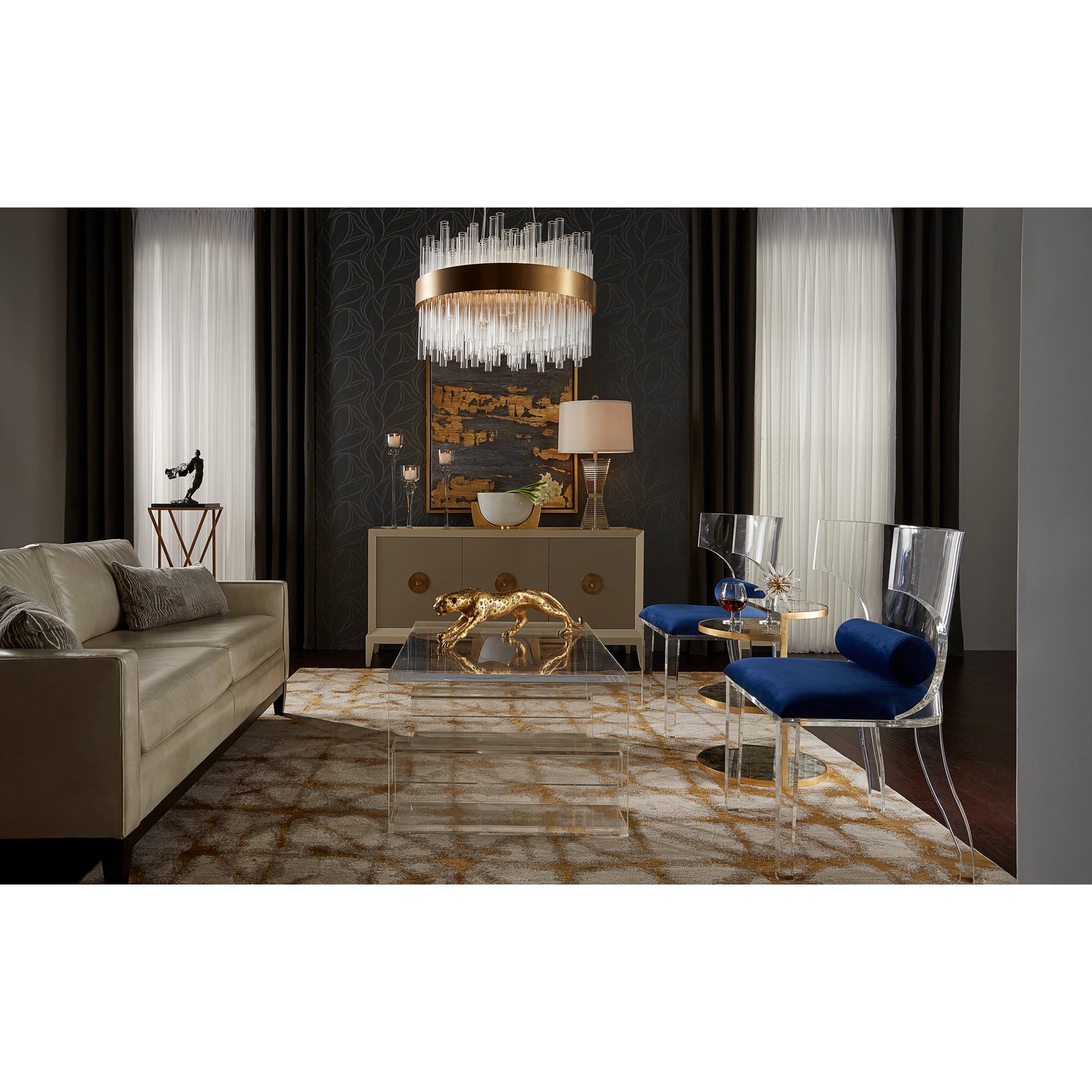 003 SR-384469 | Lifestyle | Hadid Lamp by Wildwood in clear, antique. Made from crystal, brass in a transitional style.