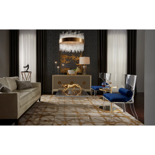 Hadid Lamp by Wildwood in clear, antique. Made from crystal, brass in a transitional style.