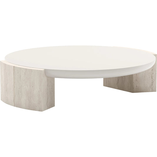 Overlap Round Cocktail Table by Caracole. Made from stone in a transitional style.