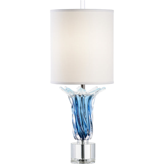 Judith Blue Lamp by Frederick Cooper in blue. Made from glass, crystal in a coastal style.