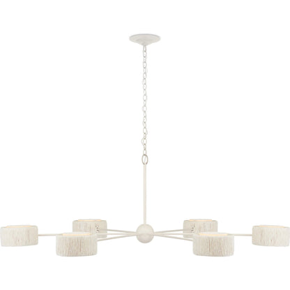 Monreale Chandelier by Currey and Company in white. Made from wrought iron, paper twine in a modern style.