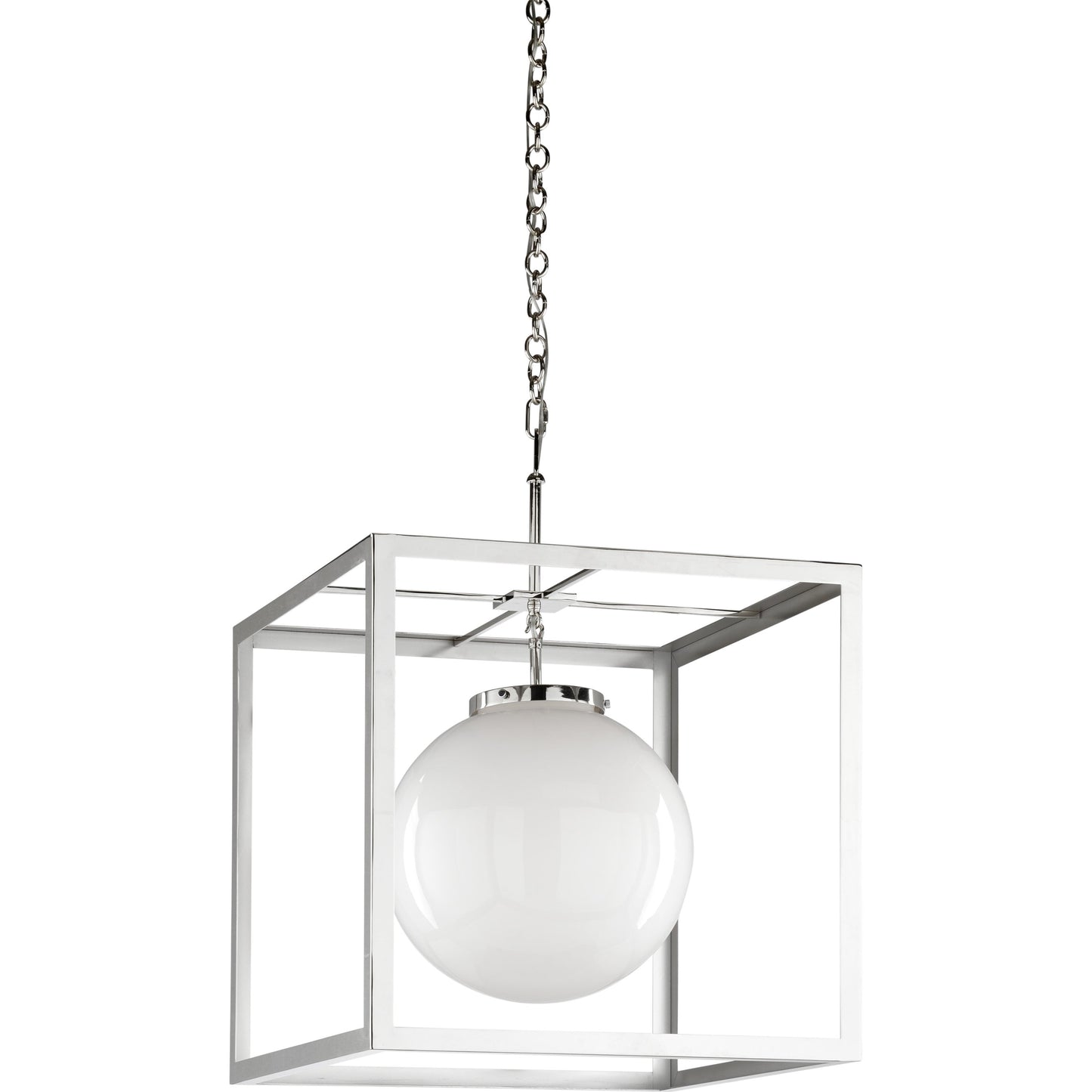 001 SR-837069 | Primary Silo | High Street I Chandelier by Wildwood in polished nickel, milk. Made from steel, glass in a modern style.