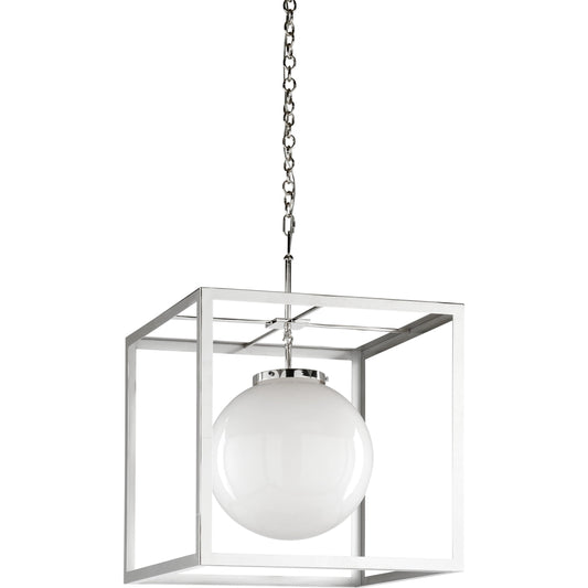 High Street I Chandelier by Frederick Cooper in silver, white. Made from steel, glass in a modern style.