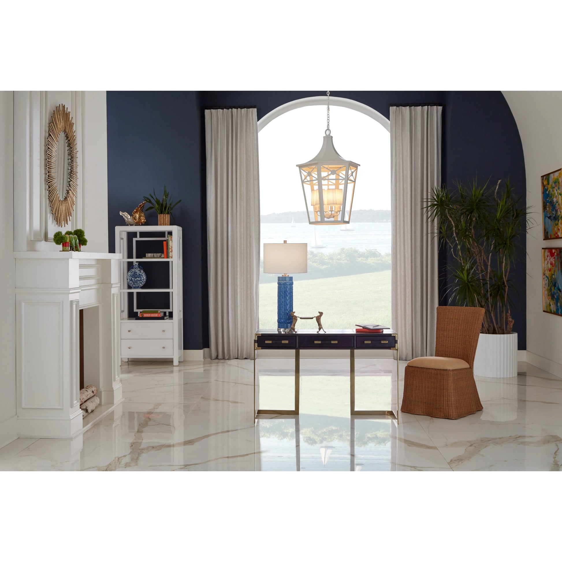 Church Court Lantern by Wildwood in white. Made from steel in a cottage & farmhouse style.