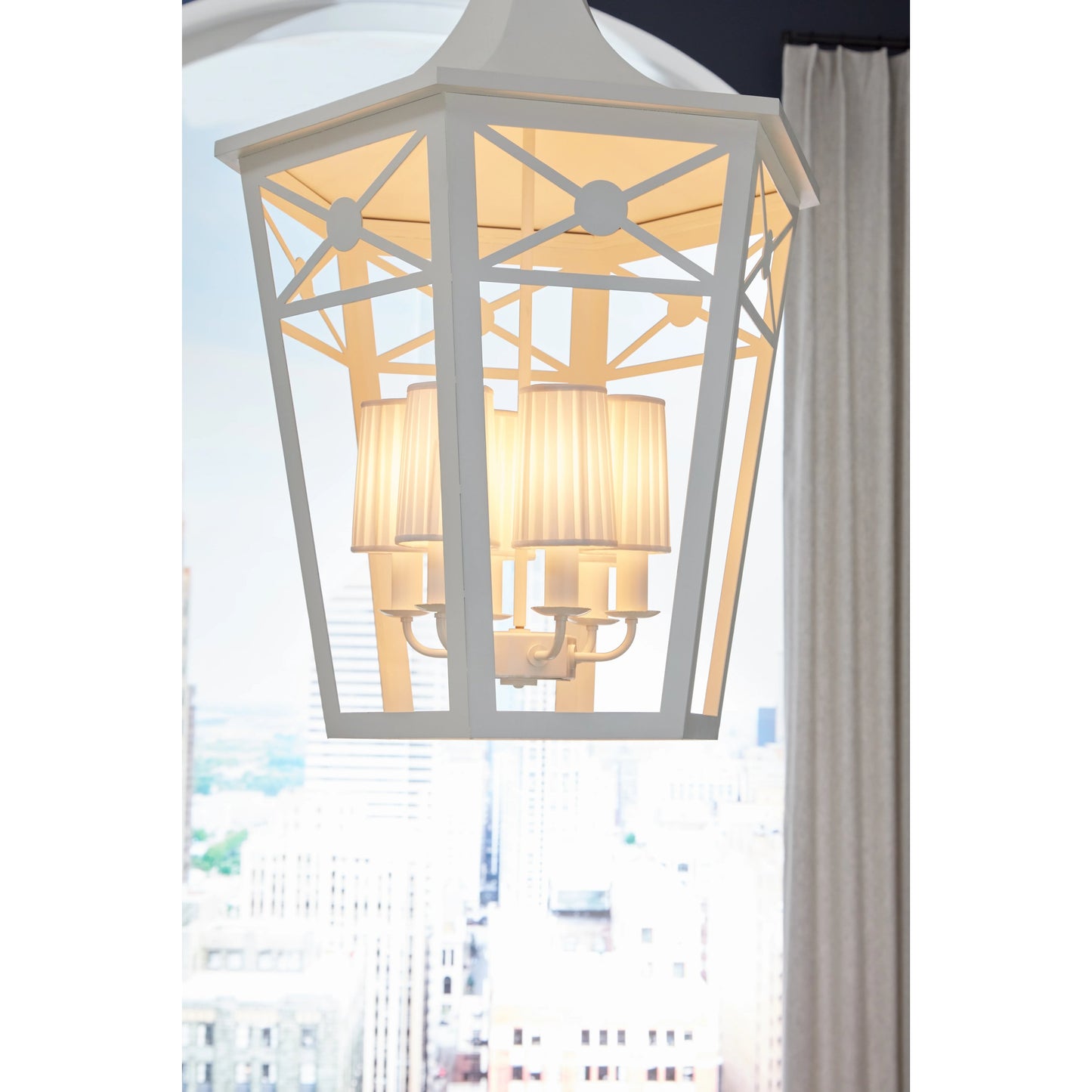 004 SR-837064 | Lifestyle | Church Court Lantern by Wildwood in white. Made from steel in a cottage & farmhouse style.