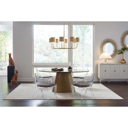 Castle Yard Chandelier by Wildwood in antique brass. Made from steel in a modern style.