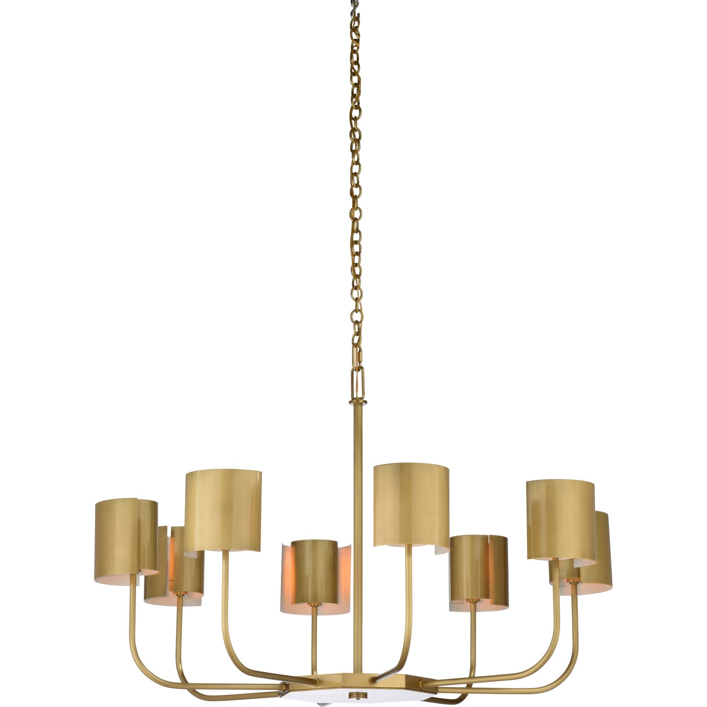 001 SR-837059 | Primary Silo | Castle Yard Chandelier by Wildwood in antique brass. Made from steel in a modern style.