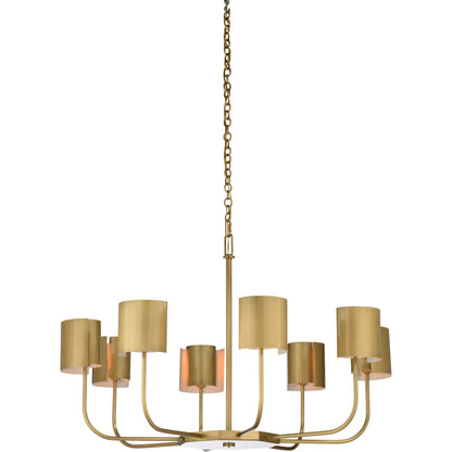 Castle Yard Chandelier by Wildwood in antique brass. Made from steel in a modern style.