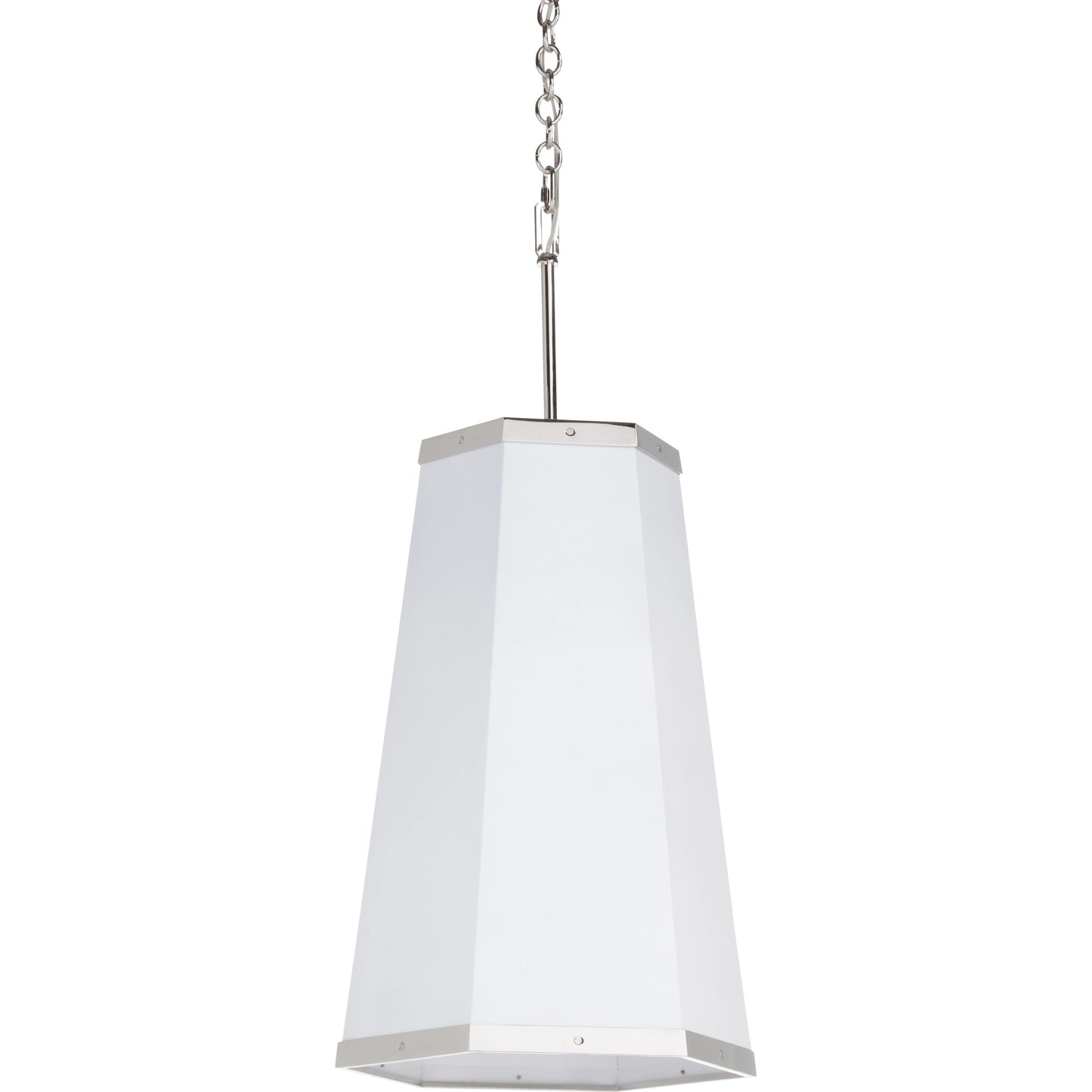 001 SI-2104480 | Primary Silo | High Street Hexagon Pendant by Wildwood in polished nickel, chantilly lace. Made from unique in a transitional style.