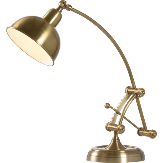 Elias Desk Lamp by Wildwood in gold. Made from brass in a modern style.