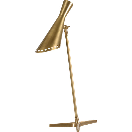 Cliff May Table Lamp by Wildwood in antique brass. Made from brass in a modern style.