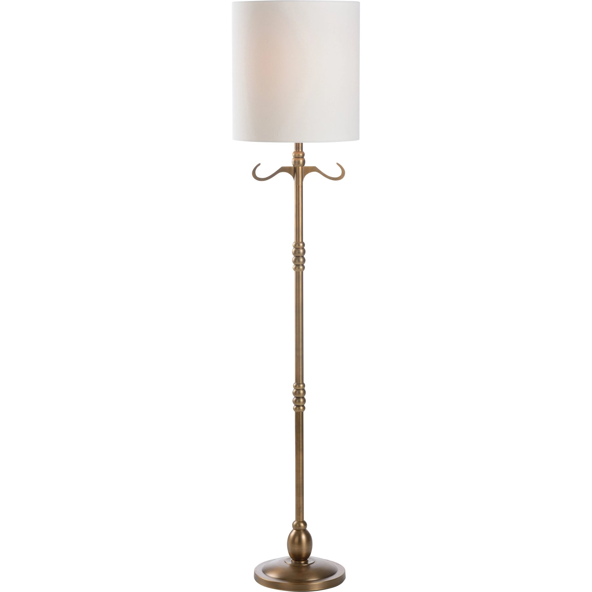 Lumiere Floor Lamp by Wildwood in antique brass. Made from iron in a modern style.