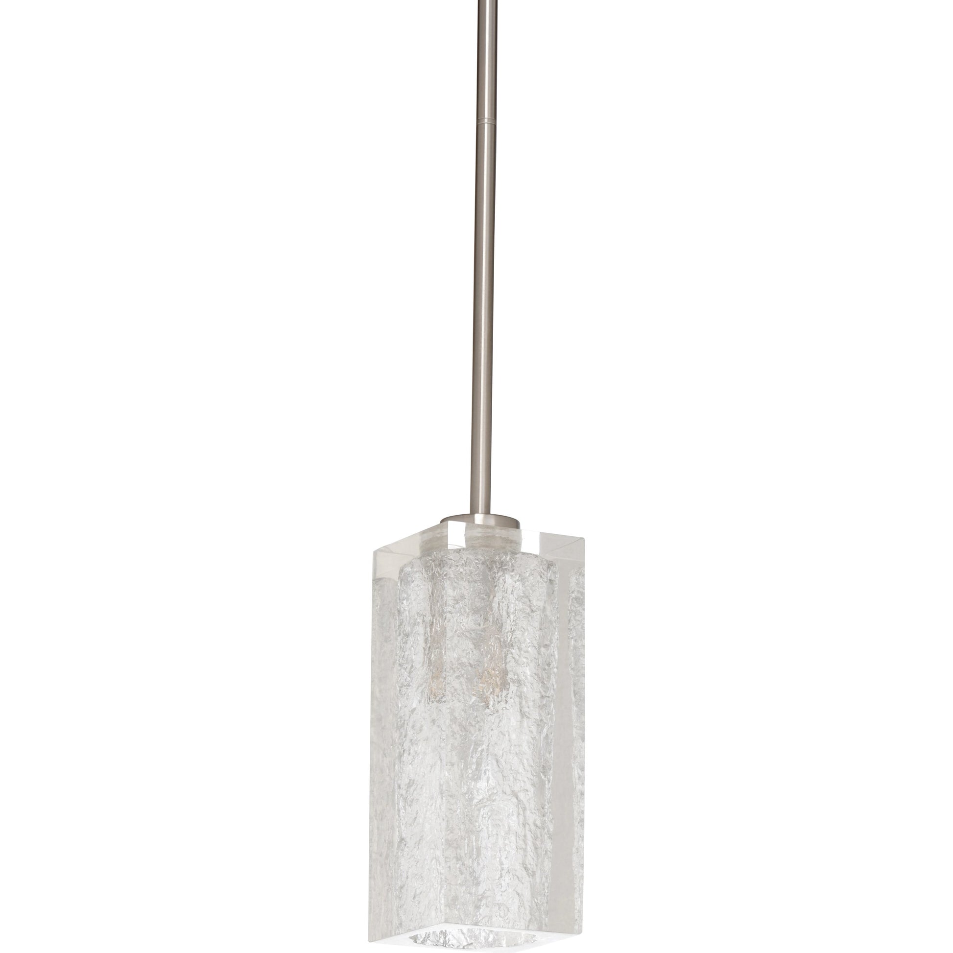 Lucallan Pendant by Wildwood in satin nickel, textured. Made from iron/acrylic in a modern style.