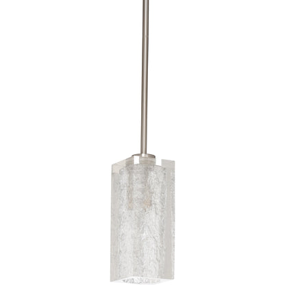 Lucallan Pendant by Wildwood in satin nickel, textured. Made from iron/acrylic in a modern style.