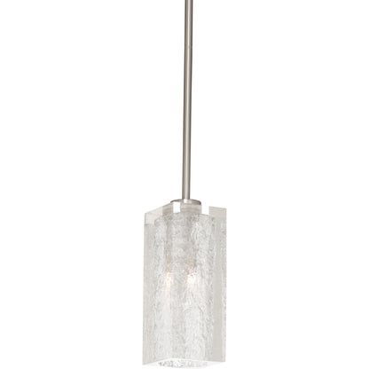 Lucallan Pendant by Wildwood in satin nickel, textured. Made from iron/acrylic in a modern style.
