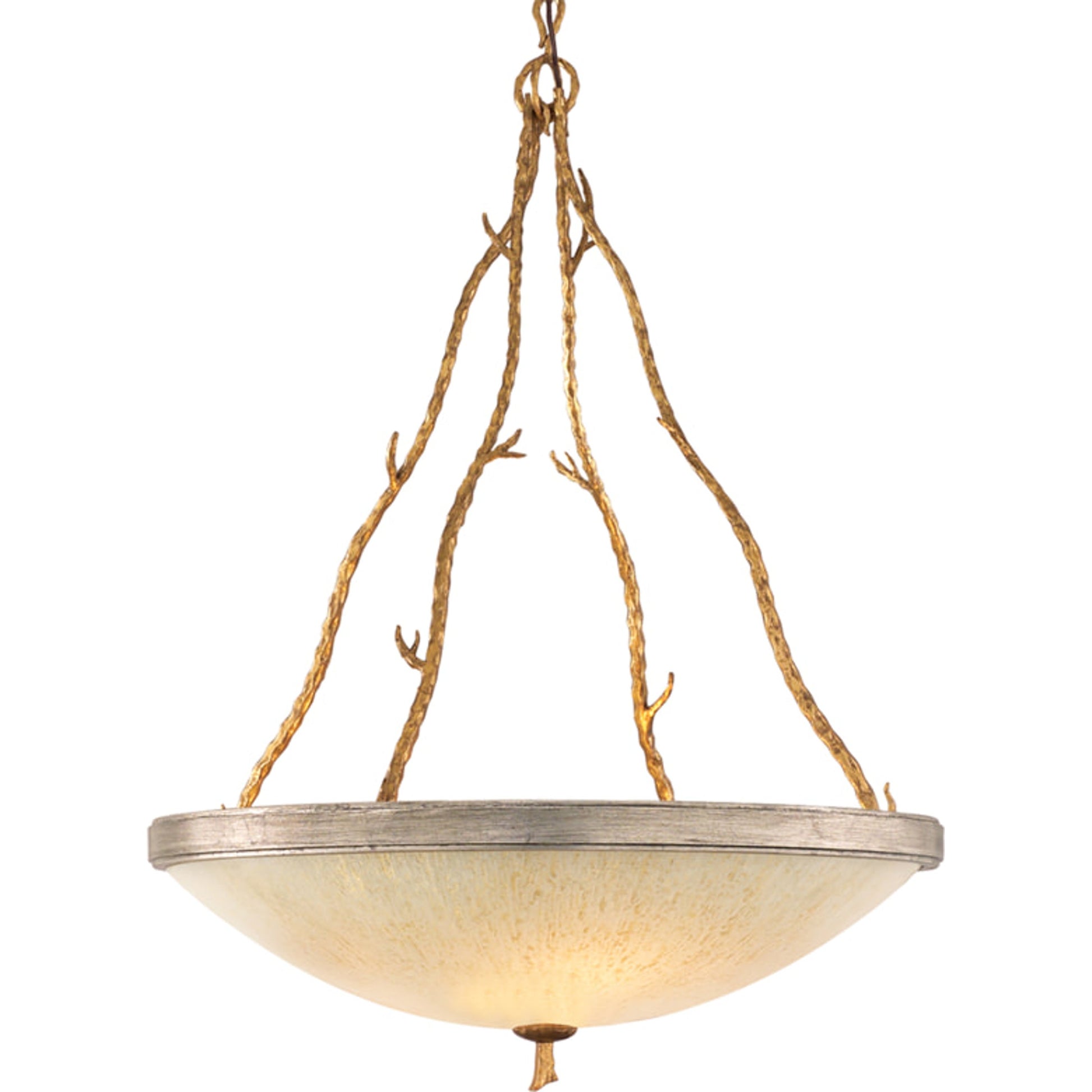 Parc Royale Pendant by Corbett in gold, silver leaf. Made from hand-worked iron in a transitional style.