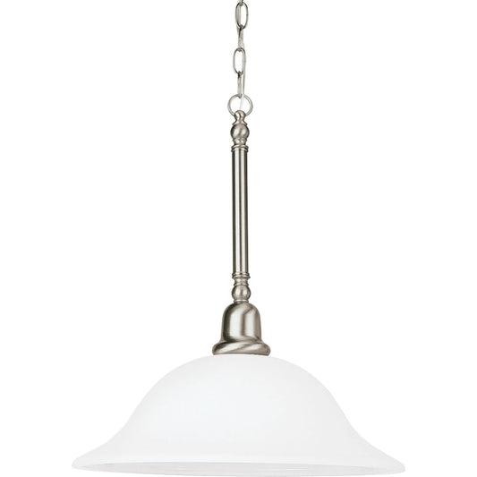 Sussex One Light Pendant by Visual Comfort & Co. in brushed nickel. Made from steel in a unique style.