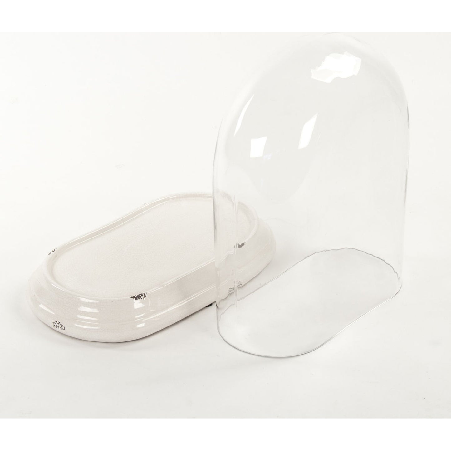 003 S-337266 | Additional Silo | Glass Terrarium by Zentique in distressed crackle white and ceramic, glass. Made from ceramic, glass in a cottage & farmhouse style.