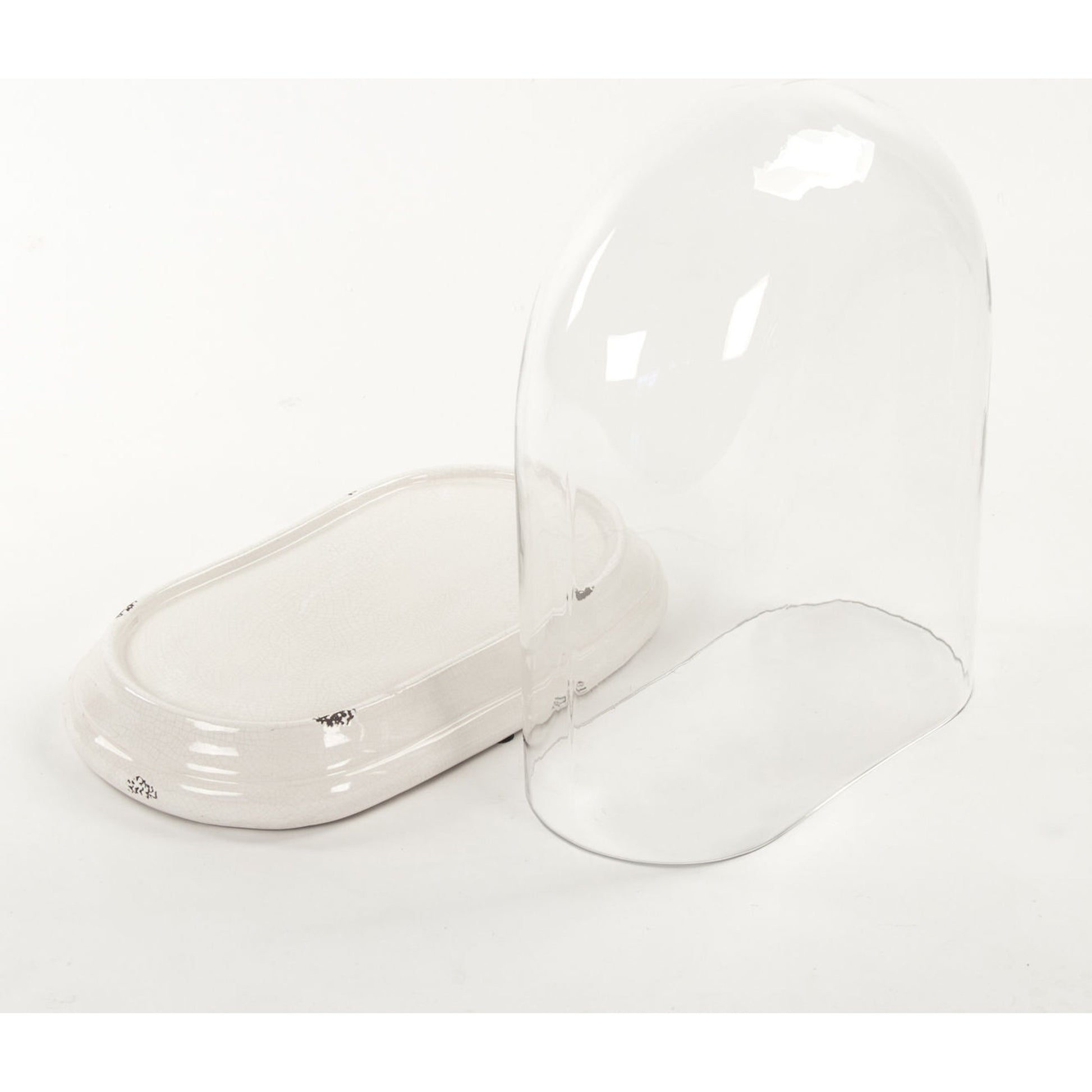 Glass Terrarium by Zentique in distressed crackle white and ceramic, glass. Made from ceramic, glass in a cottage & farmhouse style.
