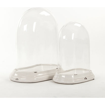 Glass Terrarium by Zentique in distressed crackle white and ceramic, glass. Made from ceramic, glass in a cottage & farmhouse style.