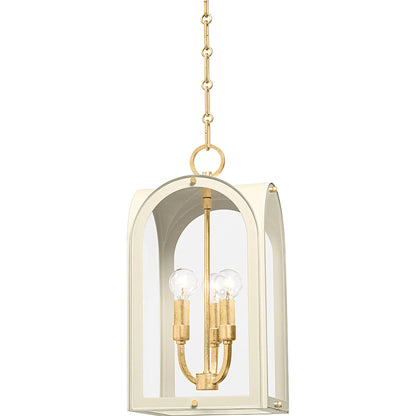 Lincroft 3 Light Lantern by Hudson Valley in vintage gold leaf, soft sand. Made from iron in a modern style.