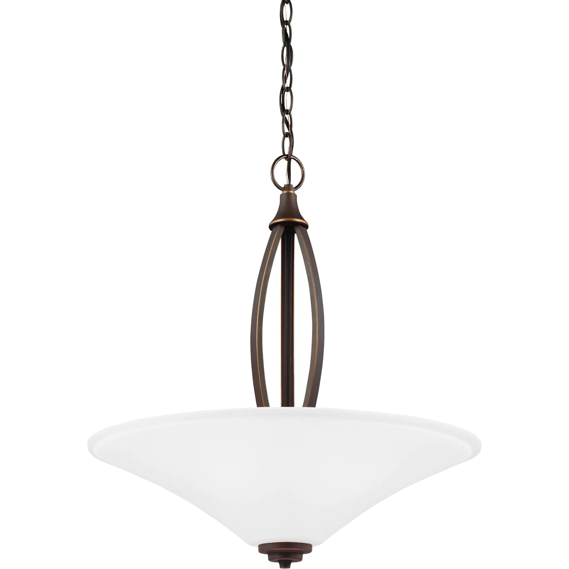 Metcalf Three Light Pendant by Visual Comfort & Co. in autumn bronze. Made from steel in a unique style.