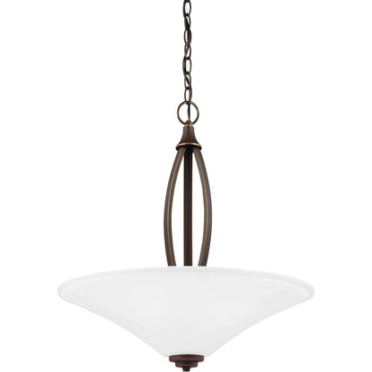 Metcalf Three Light Pendant by Visual Comfort & Co. in autumn bronze. Made from steel in a unique style.