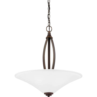 Metcalf Three Light Pendant by Visual Comfort & Co. in autumn bronze. Made from steel in a unique style.