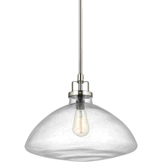 Belton One Light Pendant by Visual Comfort & Co. in brushed nickel. Made from steel in a modern style.
