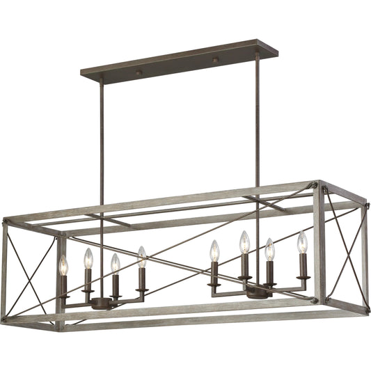 Thornwood 8-Light Island Pendant by Visual Comfort & Co. in washed pine. Made from steel in a unique style.