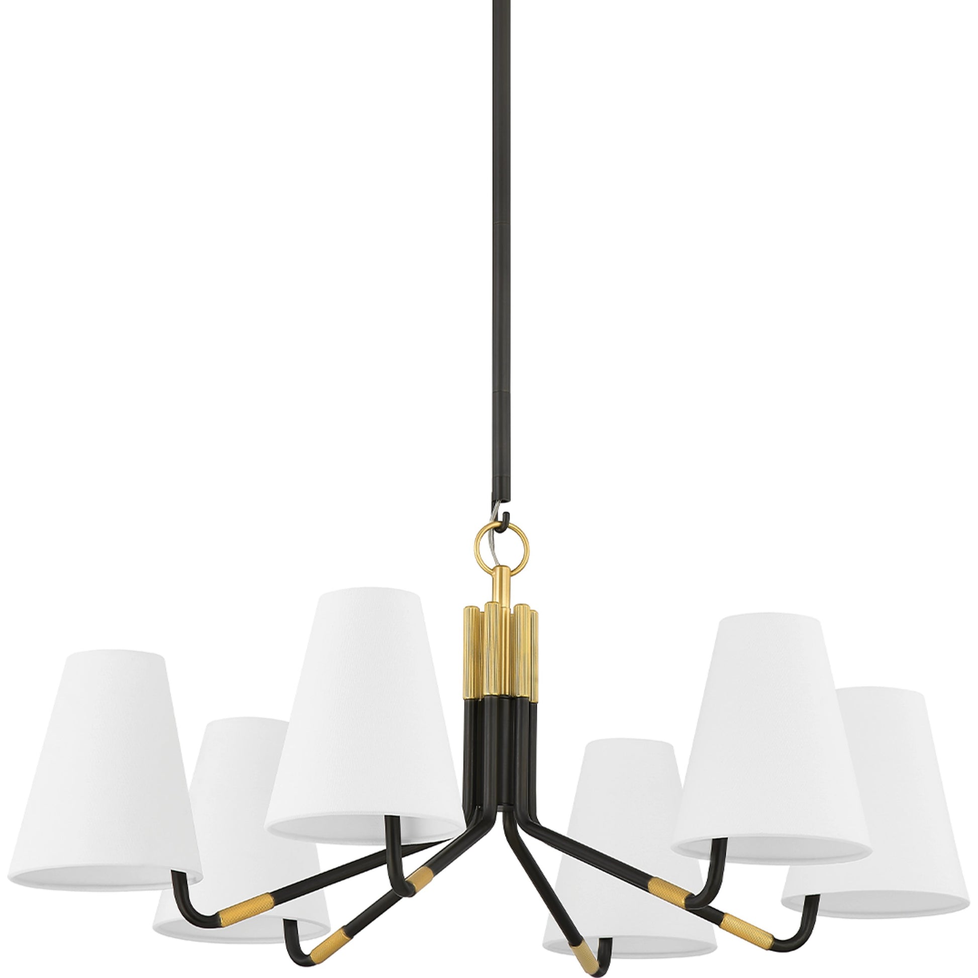 Stanwyck 6 Light Chandelier by Hudson Valley in aged brass, distressed bronze. Made from steel in a modern style.