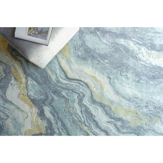 Gianni 6649 Rug by Exquisite Rugs in blue, gold. Made from wool, bamboo silk in a unique style.