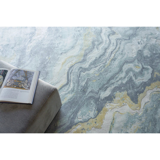 Gianni 6649 Rug by Exquisite Rugs in blue, gold. Made from wool, bamboo silk in a unique style.
