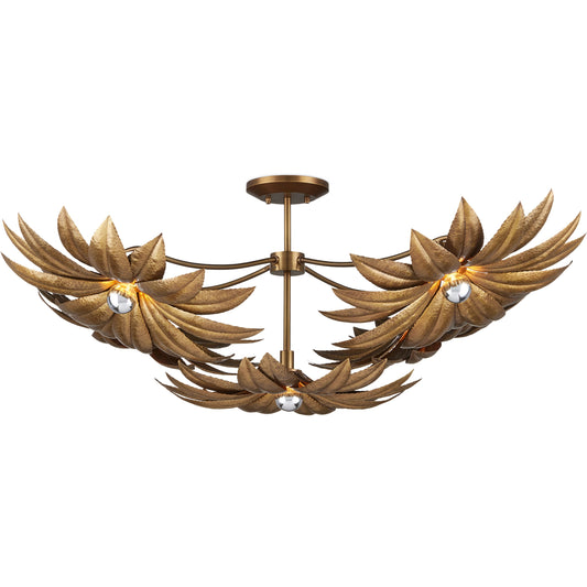 Alithea Semi-Flush Mount by Currey and Company in antique brass. Made from brass in a modern style.