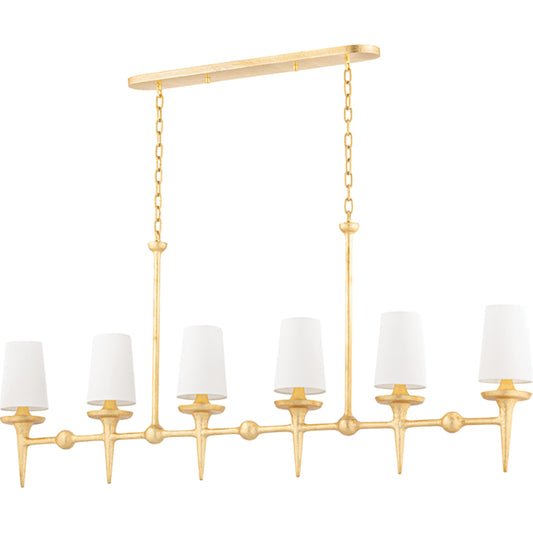 001 None | Unknown | Torch Linear Chandelier by Hudson Valley. Made from steel in a traditional style.