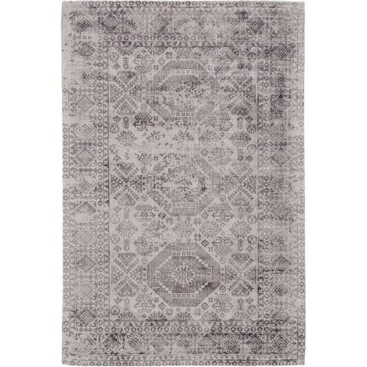 Nadia Transitional Bordered Rug - 8377F by Feizy in gray, purple. Made from viscose in a unique style.