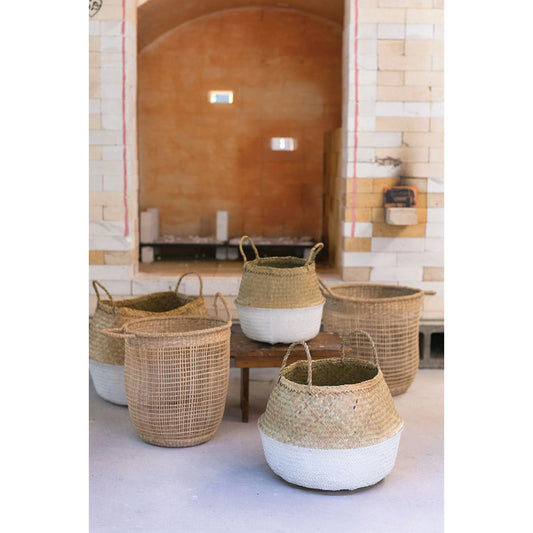 Simona Basket Set by Accent Decor in natural. Made from natural fibers in a cottage & farmhouse style.