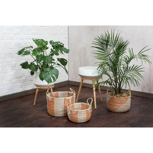 Summer Basket by Accent Decor in natural. Made from natural fibers in a cottage & farmhouse style.